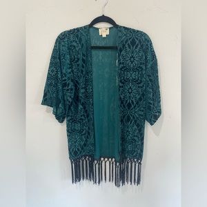 Pacsun green velvet kimono